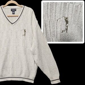 Vintage Trader Bay Golf Sweater Mens‎ XL Beige Knit Grandpa Preppy Made in USA